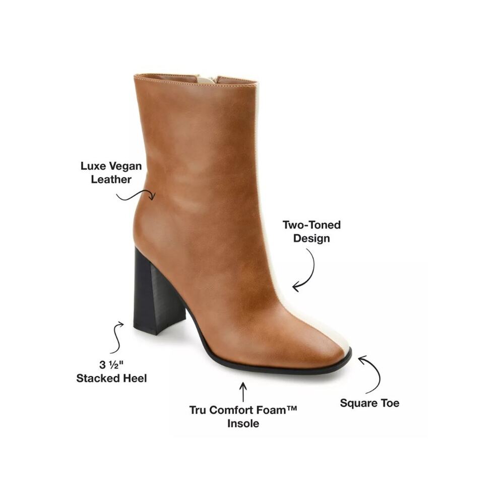 Journee Collection Women's January Two Tone Booties Cognac Size 10 - Picture 8 of 8